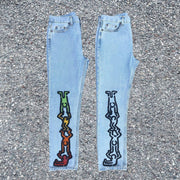 Casual fashion villain pattern straight-leg trousers