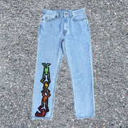 Casual fashion villain pattern straight-leg trousers