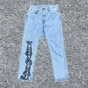 Casual fashion villain pattern straight-leg trousers