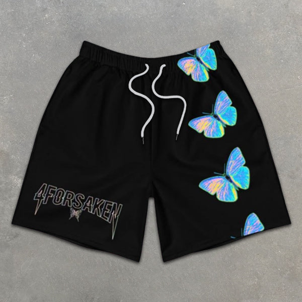 Butterfly Graphic Print Elastic Shorts