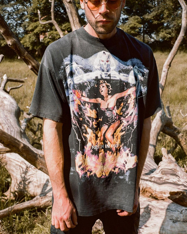 Street style personality printing basic T-shirt men