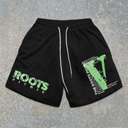street-pattern mesh shorts