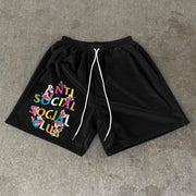 Trendy Print Fashion Hip Hop Mesh Shorts