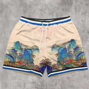 Tide Brand Landscape Print Mesh Shorts