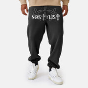 Street style personalized letter cross print casual trousers