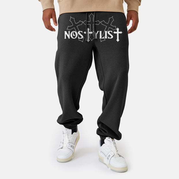 Street style personalized letter cross print casual trousers