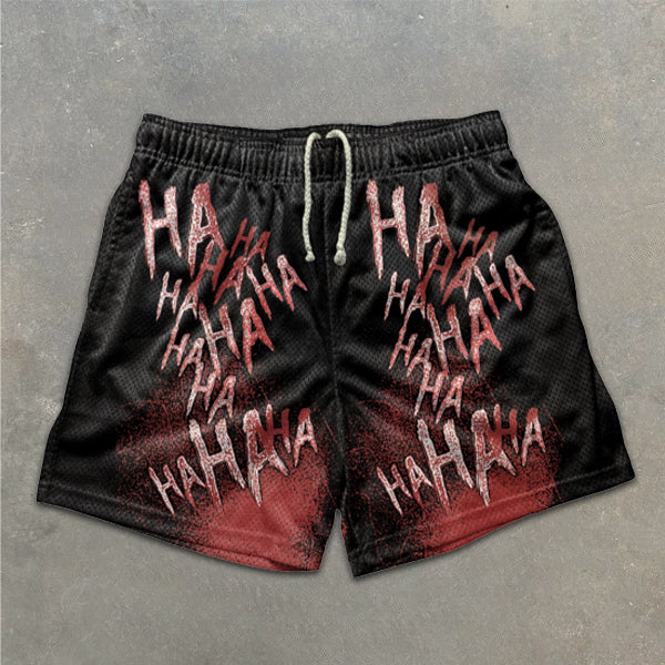 HAHAHA graphic print elastic shorts
