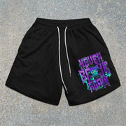 street-pattern mesh shorts