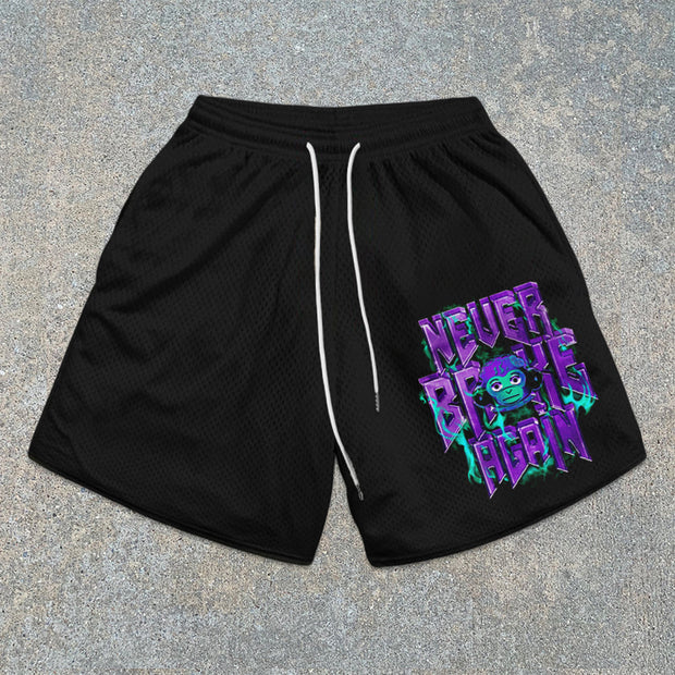 street-pattern mesh shorts