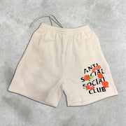 graphic print elastic shorts