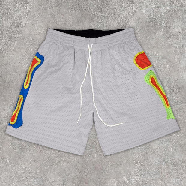 Statement bone print track shorts