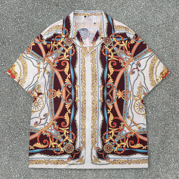 Street Tide Brand Leisure Retro Palace Short Sleeve Suit