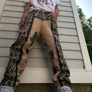 Retro street fashion casual straight-leg trousers