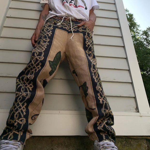 Retro street fashion casual straight-leg trousers