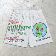 graphic print elastic shorts