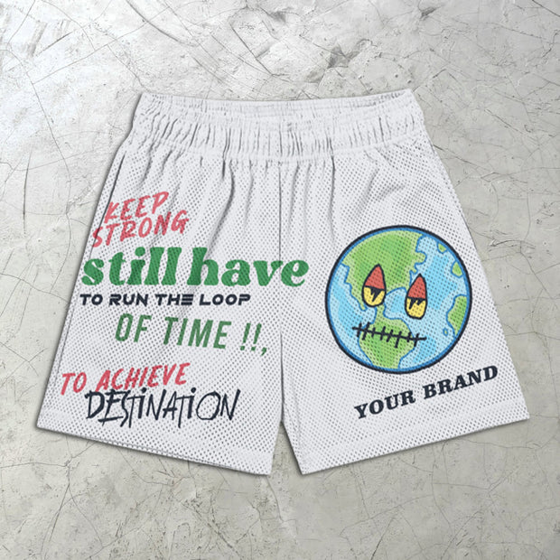 graphic print elastic shorts