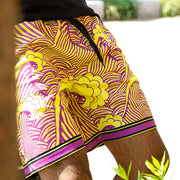 Wave graphic print elastic shorts