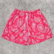 Stylish Street Style Cashew Flower Print Mesh Shorts
