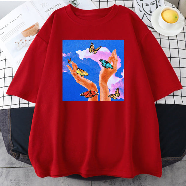 Fashion printed multicolor couple T-shirt