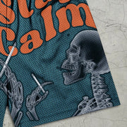 Skull Print Elastic Shorts