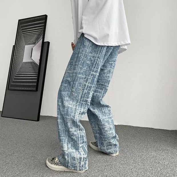 Loose retro washed old daddy straight casual trendy all-match jeans