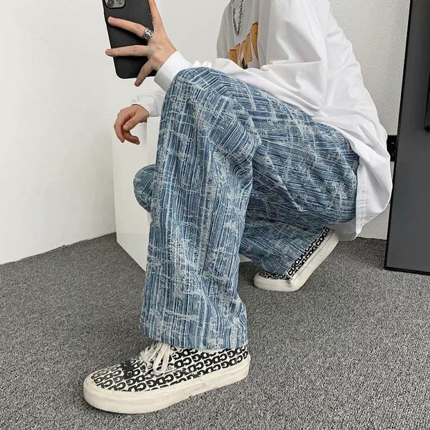 Loose retro washed old daddy straight casual trendy all-match jeans
