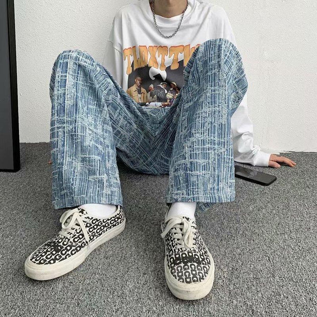 Loose retro washed old daddy straight casual trendy all-match jeans