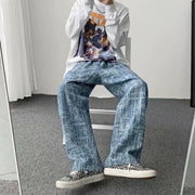 Loose retro washed old daddy straight casual trendy all-match jeans