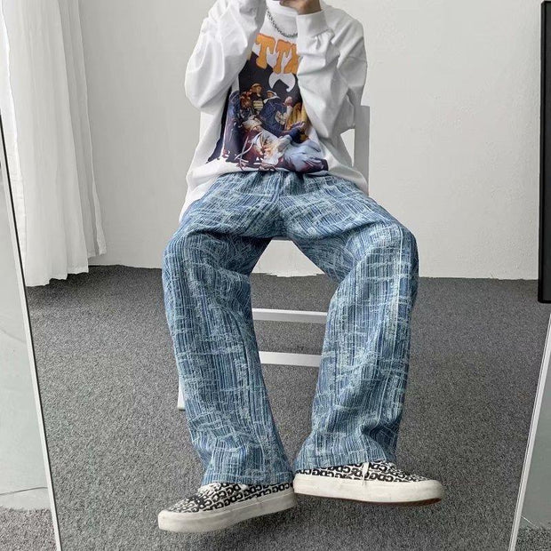 Loose retro washed old daddy straight casual trendy all-match jeans