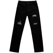Retro cashew nut flower jeans high street black hole straight loose loose and thin hiphop trousers