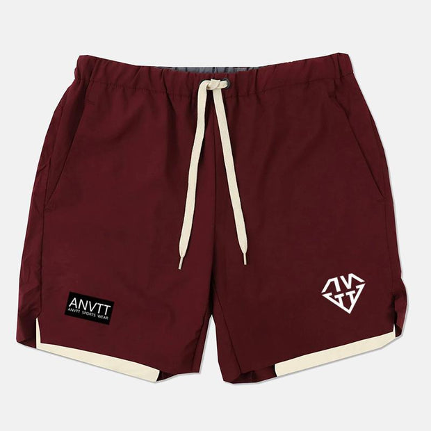Men's double-layer shorts casual fitness training pants