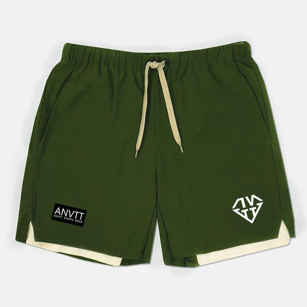 Men's double-layer shorts casual fitness training pants