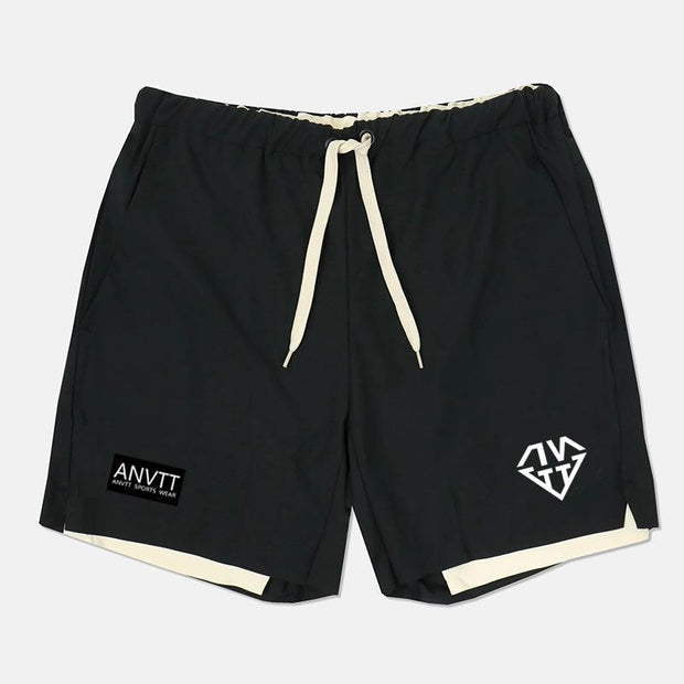 Men's double-layer shorts casual fitness training pants