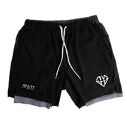 Men's double-layer shorts casual fitness training pants