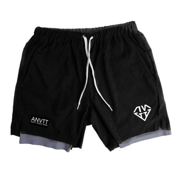 Men's double-layer shorts casual fitness training pants