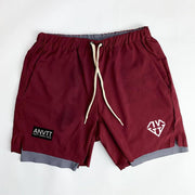 Men's double-layer shorts casual fitness training pants