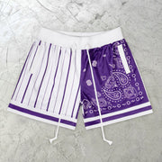 Cashew-Painted Contrast Mesh Shorts