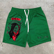 Personality spoof pattern street mesh shorts