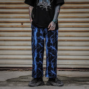 Street style lightning straight casual loose all-match trousers