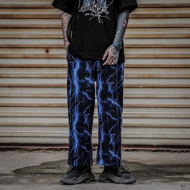 Street style lightning straight casual loose all-match trousers