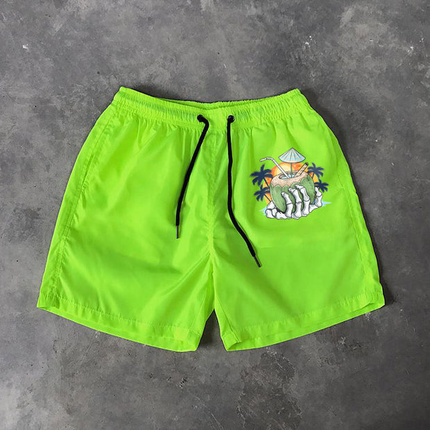 Swimming coconut palm print Hawaiian shorts