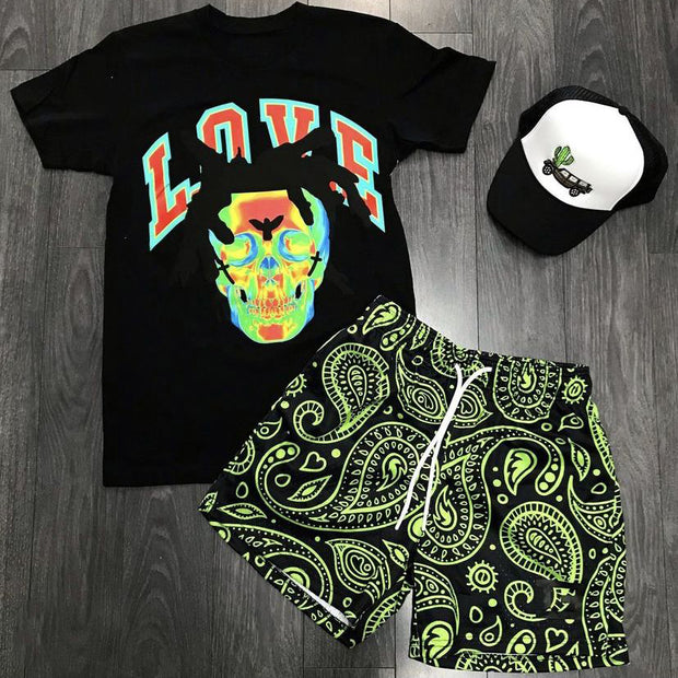 Casual round neck short sleeve T-shirt shorts set