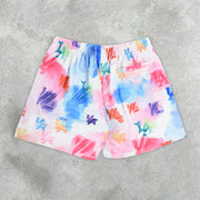 Chic Resort Style Casual Mesh Tie Dye Print Shorts