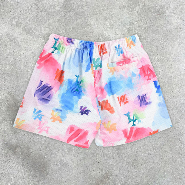 Chic Resort Style Casual Mesh Tie Dye Print Shorts