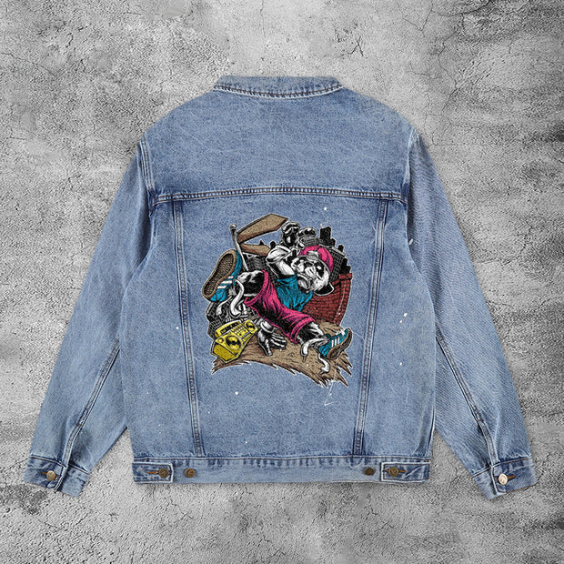 Rest hip-hop panda denim jacket
