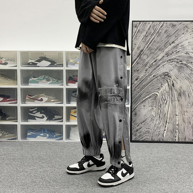 Belted trousers breasted casual pants hip hop