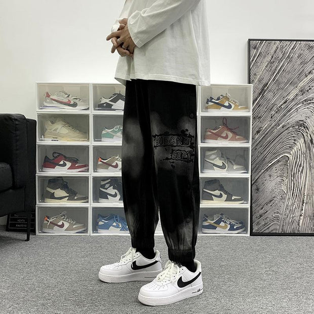 Belted trousers breasted casual pants hip hop