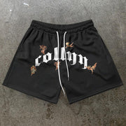 Retro Angel Print Casual Trendy Shorts