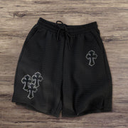 Personalized cross-print waffle shorts