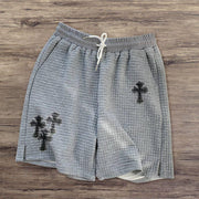 Personalized cross-print waffle shorts